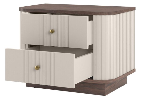 Set de noptiere Vesper 56 cm cu mânere aurii - culoare cașmir / nuc