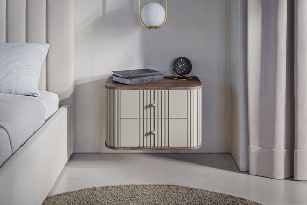Set noptiere Vesper 56 cm de perete - cașmir / nuc / mânere aurii