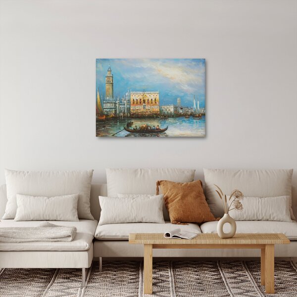 Tablou - Gondola care trece prin Veneția, pictură în ulei (70x50 cm)