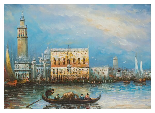 Tablou - Gondola care trece prin Veneția, pictură în ulei (70x50 cm)