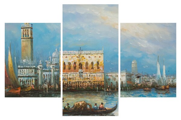 Tablou - Gondola care trece prin Veneția, pictură în ulei (90x60 cm)