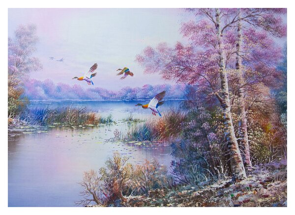 Tablou - Sosirea toamnei, pictură în ulei (70x50 cm)
