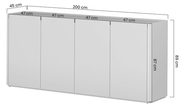 Comodă cu patru uși Elivo 200 cm - eucalipt / stejar baltic dune