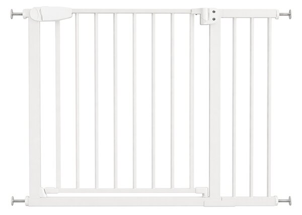 Poarta de siguranta copii Kidizi Rexa alb, reglabila 97-103 cm, montaj prin presiune, inchidere automata, certificata EN 1930