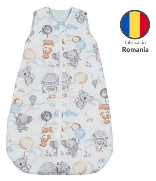 Sac de dormit bebe de vara din bumbac 100% 0-3 luni Kidizi Tiny Adventures, 0.5 tog