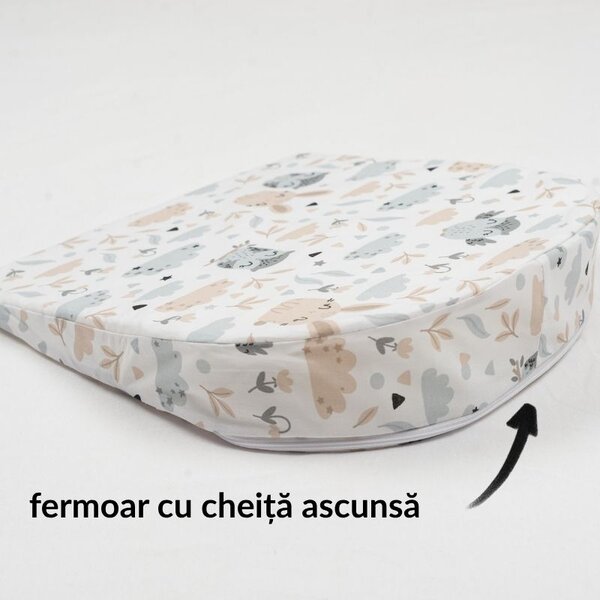 Perna antireflux pentru landou cu husa bumbac detasabila Kidizi Forest Friends, model universal