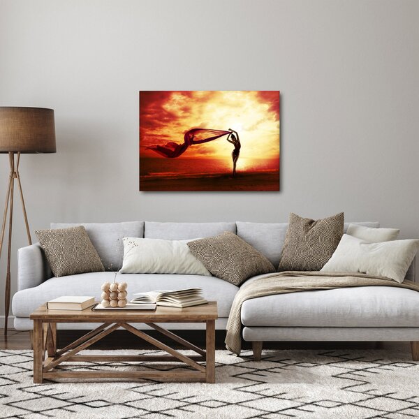 Tablou - Silueta femeii la apus de soare (70x50 cm)