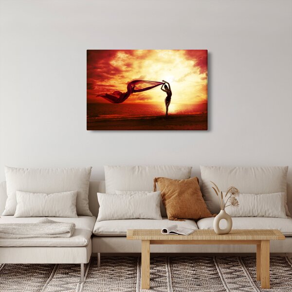 Tablou - Silueta femeii la apus de soare (90x60 cm)