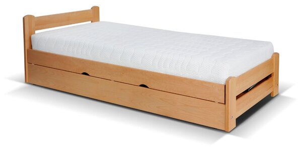 Pat single cu spațiu de depozitare Relax, lemn masiv (90x200)