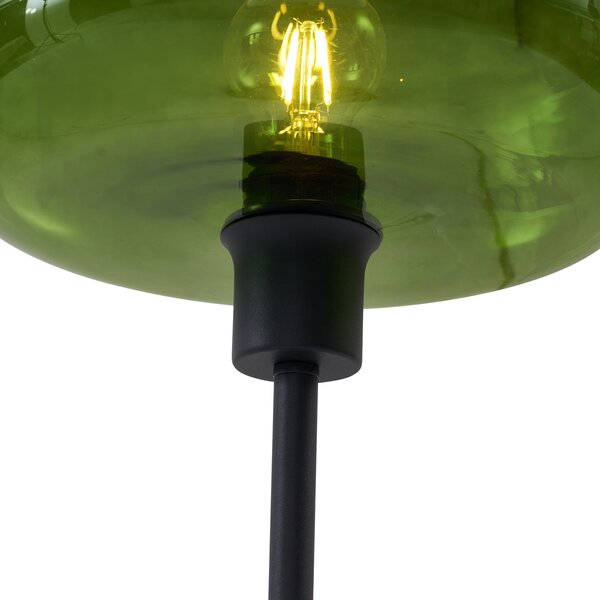Lampă de masă retro neagră cu sticlă verde - Bizle