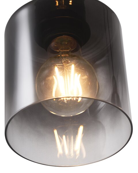 Lampă modernă pandantiv neagră cu sticlă fumuriu 4 lumini - Dame