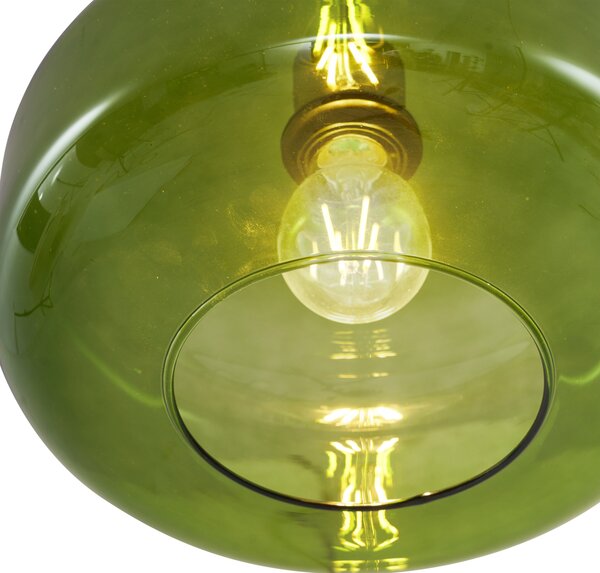 Lampă pandantiv retro neagră cu sticlă verde - Bizle