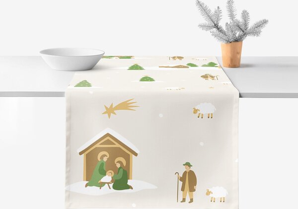 Goldea napron de masă de crăciun 100% bumbac - colinde de crăciun 50x180 cm
