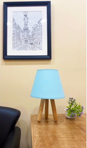 Lampă de masă WOOD 1xE27/60W/230V albastru