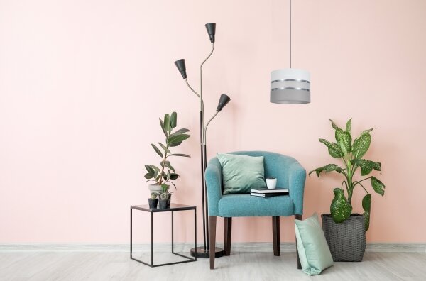 Lustră pe cablu CORAL 1xE27/60W/230V d. 20 cm albă/gri