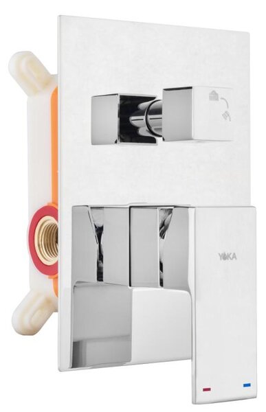 Set de duș încastrat Erga Dual cu duș tip ploaie 30×30, cromat, ERG-YKA-BP.DUAL30