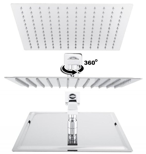 Set de duș încastrat Erga Dual cu duș tip ploaie 30×30, cromat, ERG-YKA-BP.DUAL30