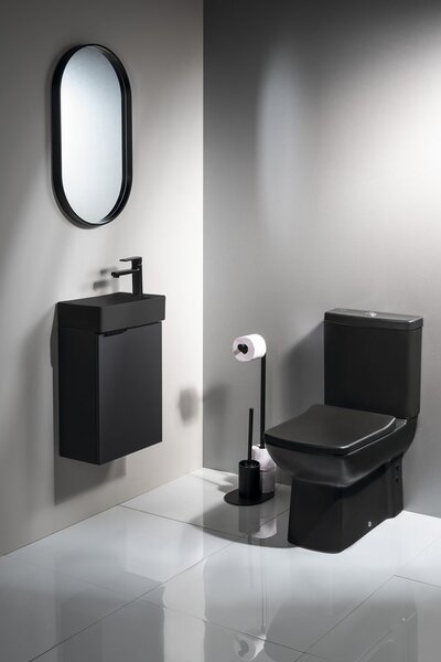 CREAVIT CREAVIT, Combinație WC LARA, scurgere inferioară/spate, mecanism de spălare, negru mat, LR360-01