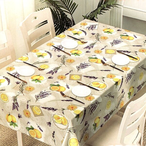 Fata de masa tip musama Pufo Lemon & Flowers, 120 x 140 cm