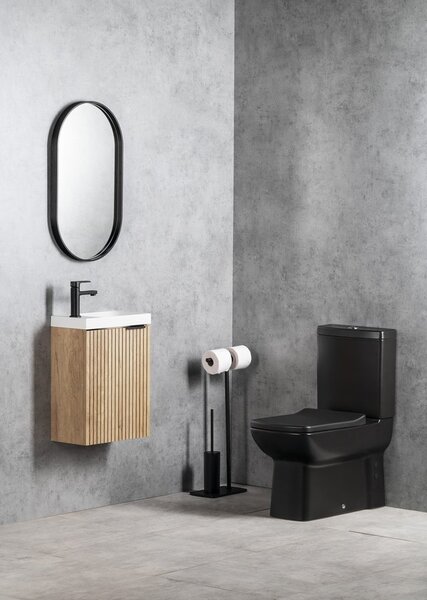 CREAVIT CREAVIT, Combinație WC LARA, scurgere inferioară/spate, mecanism de spălare, negru mat, LR360-01
