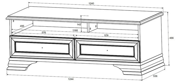 Comoda TV IDENTO, alb, PAL/MDF, 124x54x47 cm
