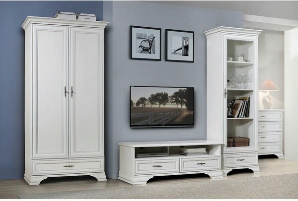 Comoda TV IDENTO, alb, PAL/MDF, 124x54x47 cm