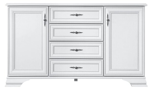 Comoda vintage alba IDENTO, PAL, 154x45x90 cm