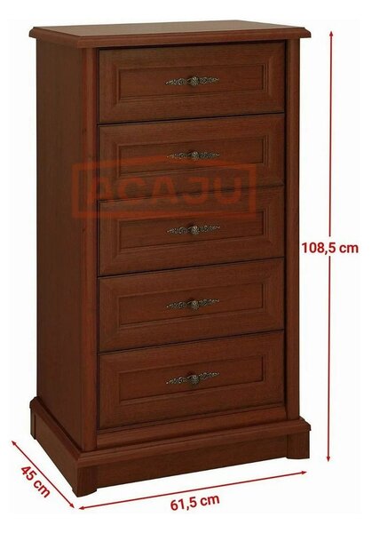 Comoda Kent EKOM5S, castan, PAL, 62x45x109 cm