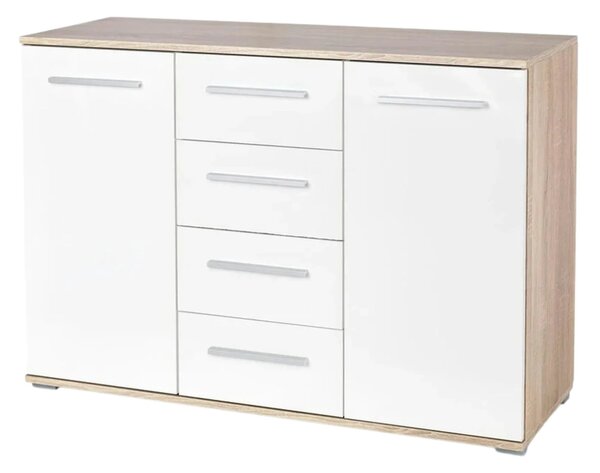 Comoda LIMA KM4, alb/stejar sonoma, PAL, 116x40x82 cm
