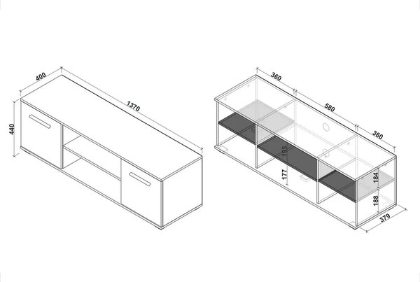 Comoda TV Lima, alb, PAL laminat, 137x40x44 cm
