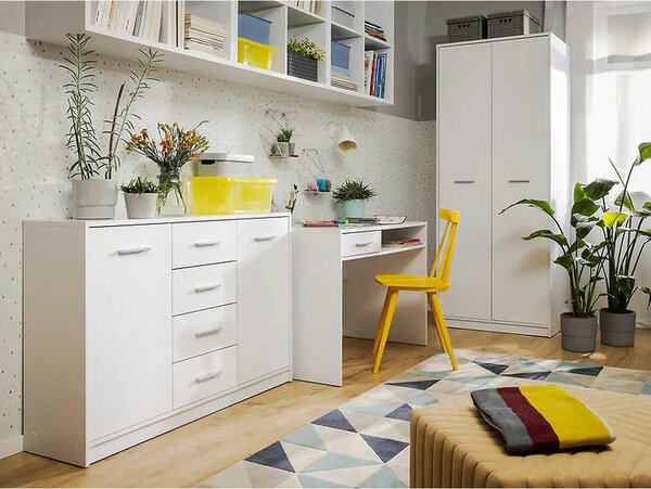 Comoda NEPO PLUS, alb, PAL laminat, 119x34x84 cm