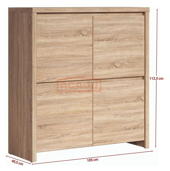 Comoda KASPIAN KOM4D, stejar sonoma, PAL melaminat, 105x41x113 cm