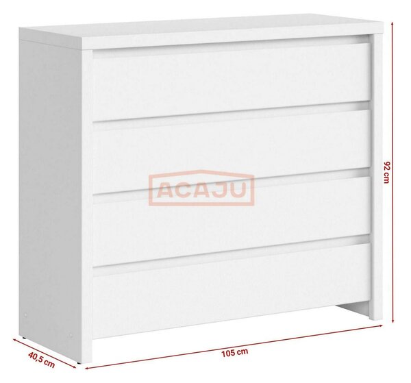 Comoda KASPIAN KOM4S, alb, PAL melaminat, 105x41x92 cm