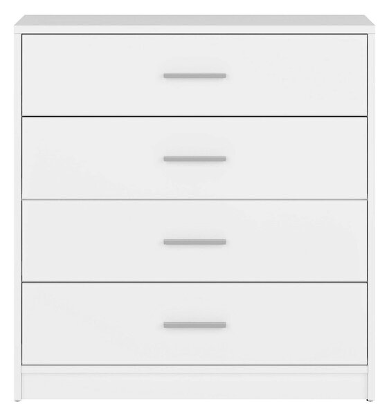 Comoda NEPO PLUS, alb, PAL laminat, cu 4 sertare, 80x34x84 cm