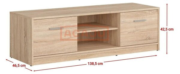 Comoda TV NEPO PLUS, stejar sonoma, PAL laminat, cu 2 usi, 139x47x43 c
