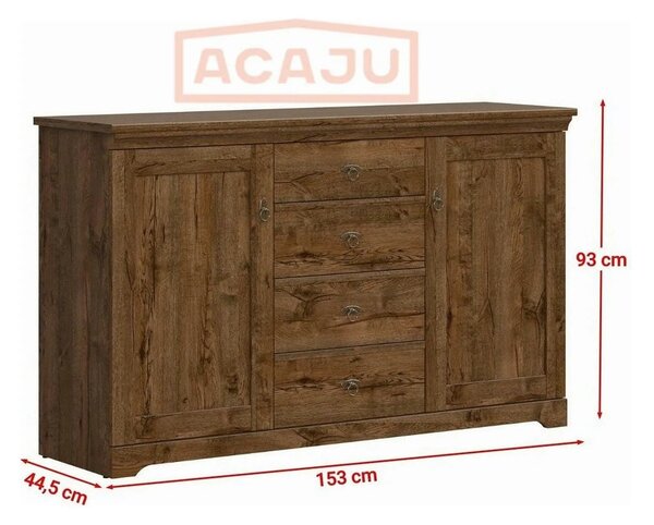 Comoda PATRAS KOM2D4S, stejar april, PAL, 153x45x93 cm