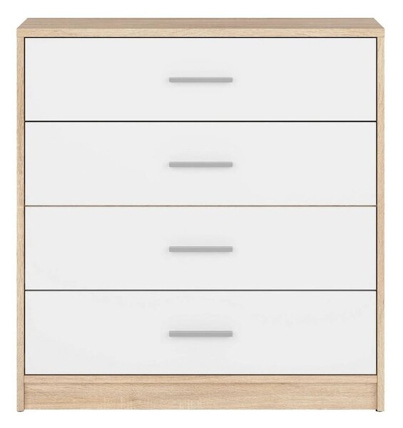 Comoda NEPO PLUS, alb/stejar sonoma, PAL laminat, 80x34x84 cm