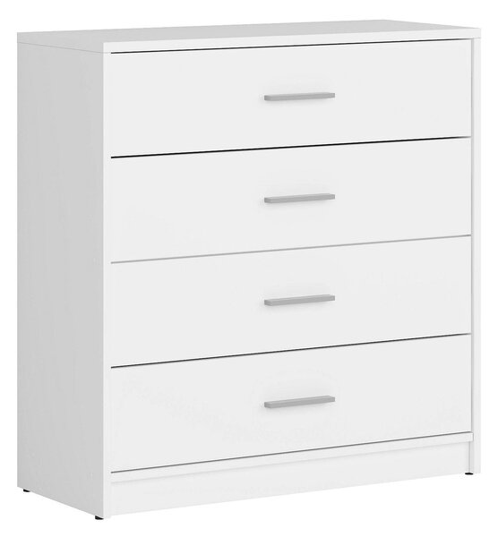Comoda NEPO PLUS, alb, PAL laminat, cu 4 sertare, 80x34x84 cm