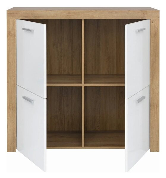 Comoda BALDER KOM4D, alb/stejar, PAL, 104x39x99 cm