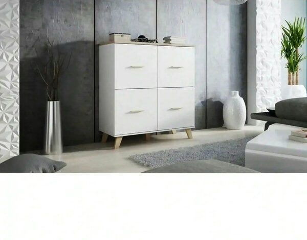 Comoda Lotta, alb, PAL, 110x45x119 cm