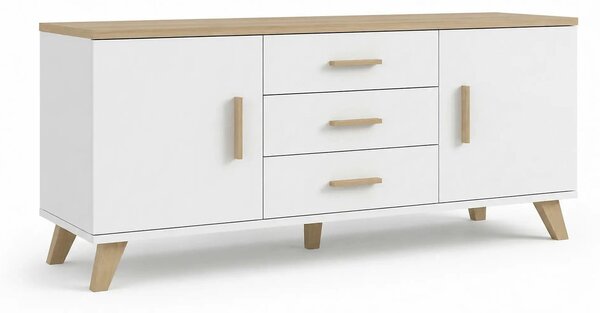 Comoda TV LOTTA, alb/stejar sonoma, PAL, 150x45x69 cm