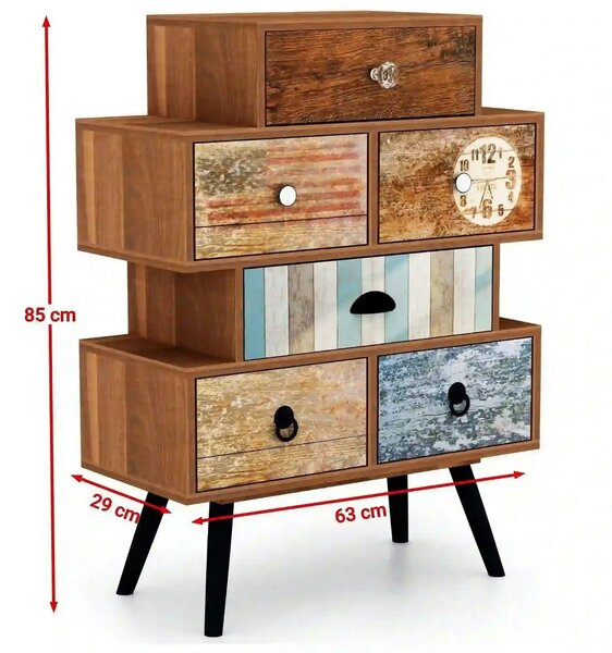 Comoda MEZO KM2, multicolor, PAL/metal, 63x29x85 cm