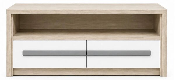 Comoda TV ROMA 4, alb/gri/stejar, PAL laminat, 120x53x44 cm