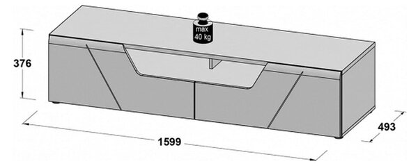 Comoda TV KANDO, alb, PAL, 160x50x38 cm