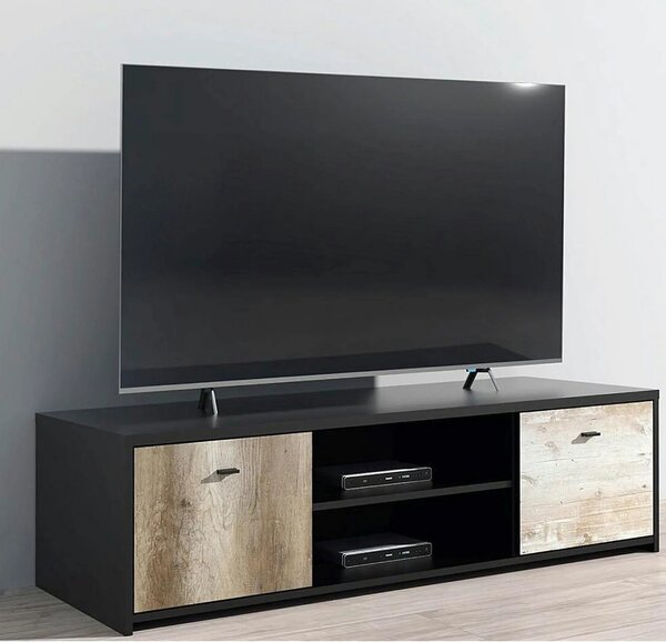 Comoda TV Sanne, negru/maro, PAL, 136x52x39 cm