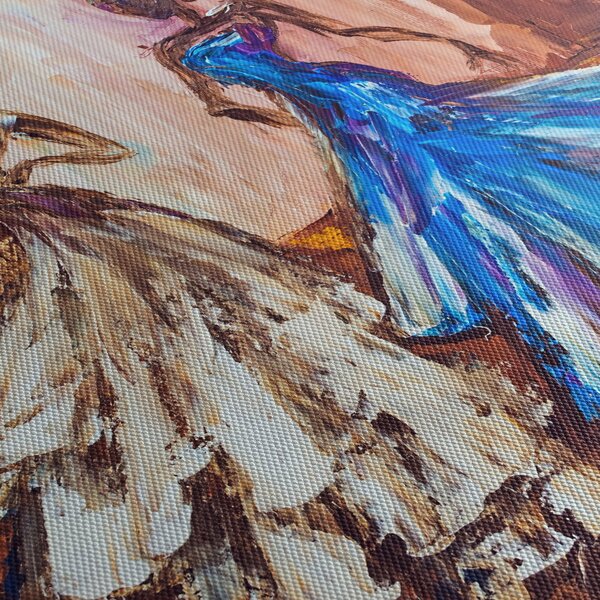 Tablou - Dansatoare, pictură în ulei (cu ceas) (90x30 cm)