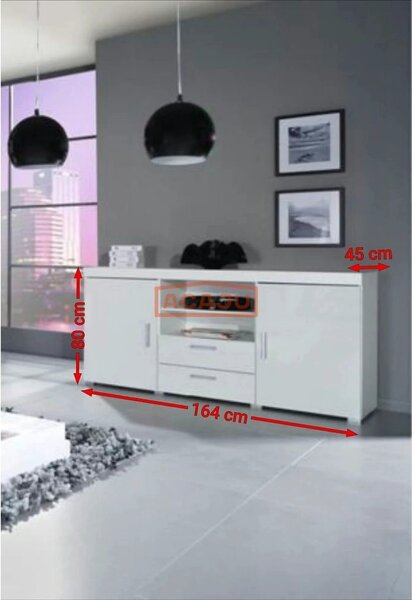 Comoda SAMBA REG-5, alb, PAL, 164x45x80 cm
