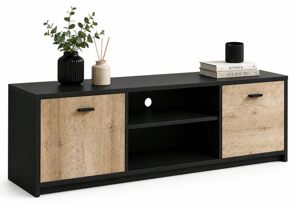 Comoda TV Sanne, negru/maro, PAL, 136x52x39 cm