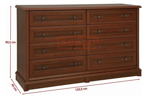 Comoda mare dormitor Kent EKOM8S, castan, PAL, 154x45x91 cm