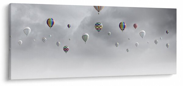 Tablou - Baloane pe perete de cărămidă (120x50 cm)